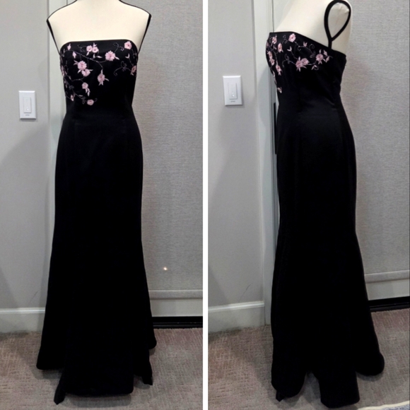 Betsy & Adam by Jaslene Y2K VTG Satin Strapless Formal Gown Dress Embroidered 10 - Picture 1 of 15